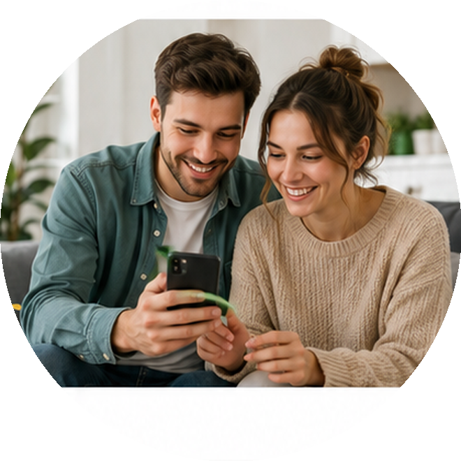 Para przeglądająca oferty finansowe na smartfonie